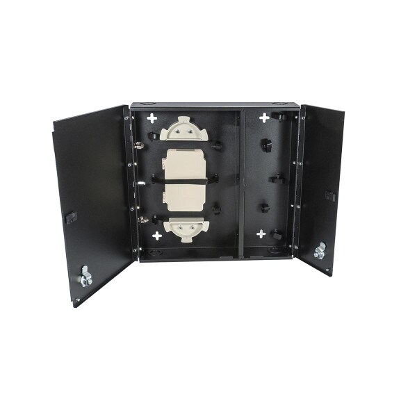 Medium, empty wall mount with split metal door, with one lock/key. Fits 4 LGX adapter plates.